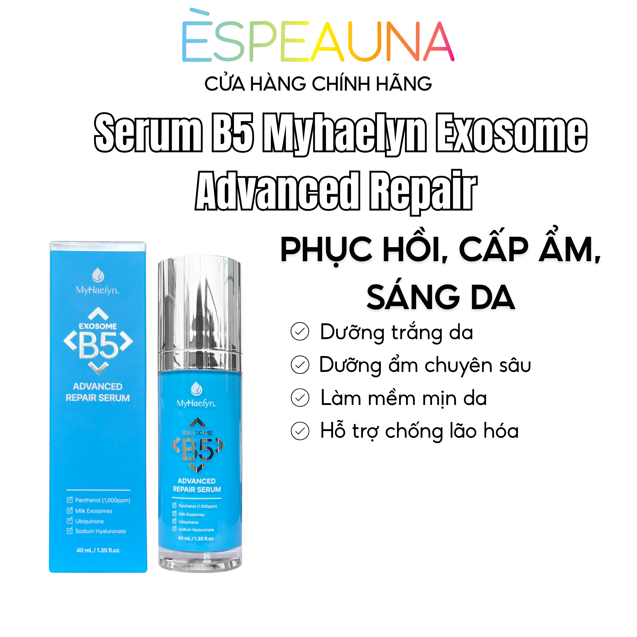 Serum Phục Hồi Dưỡng Trắng Myhaelyn Exosome B5 - Mờ Thâm, Căng Bóng Da 🔬