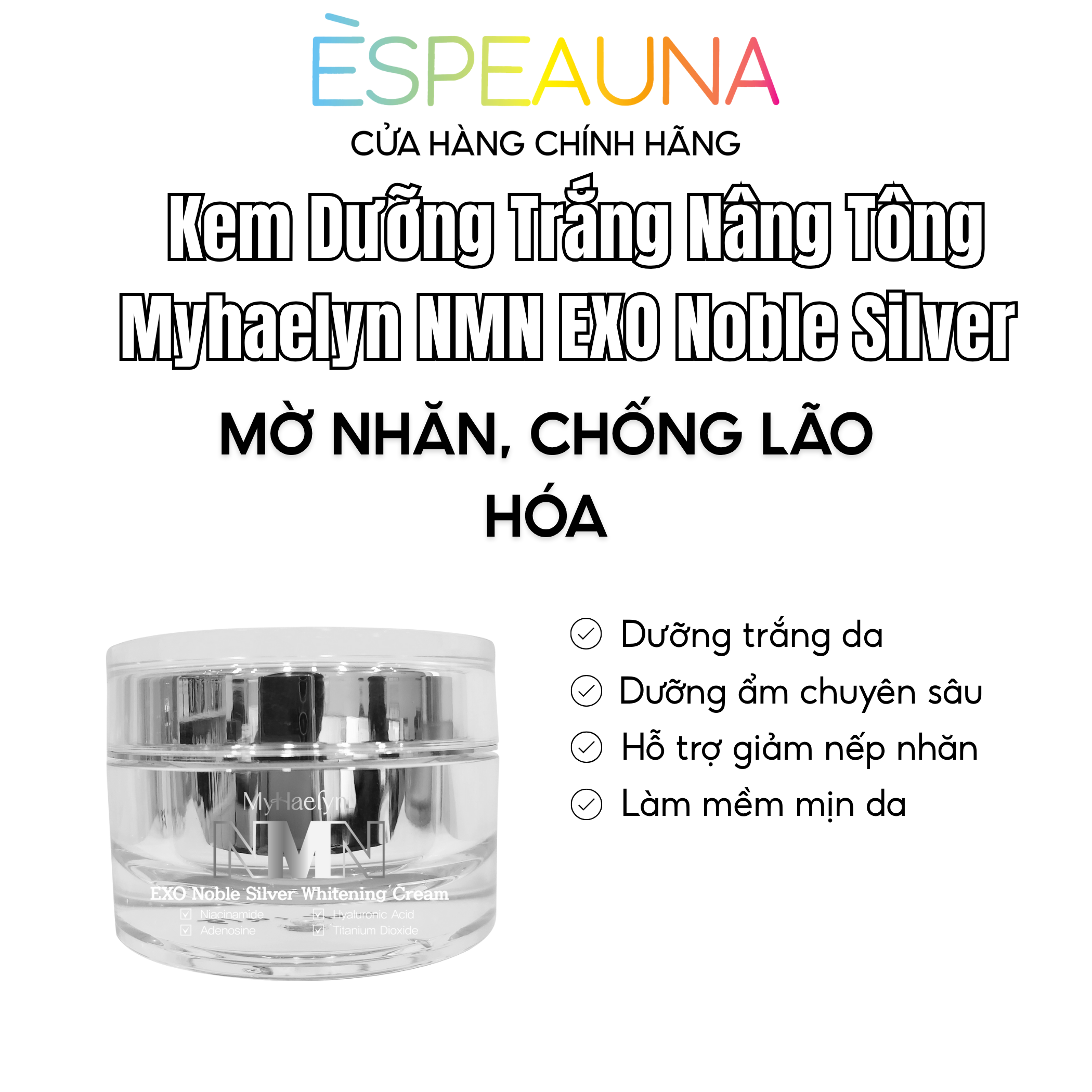 Kem Dưỡng Trắng, Chống Lão Hóa Myhaelyn NMN - Tái Sinh Làn Da, Mờ Nhăn, Sáng Da 💎