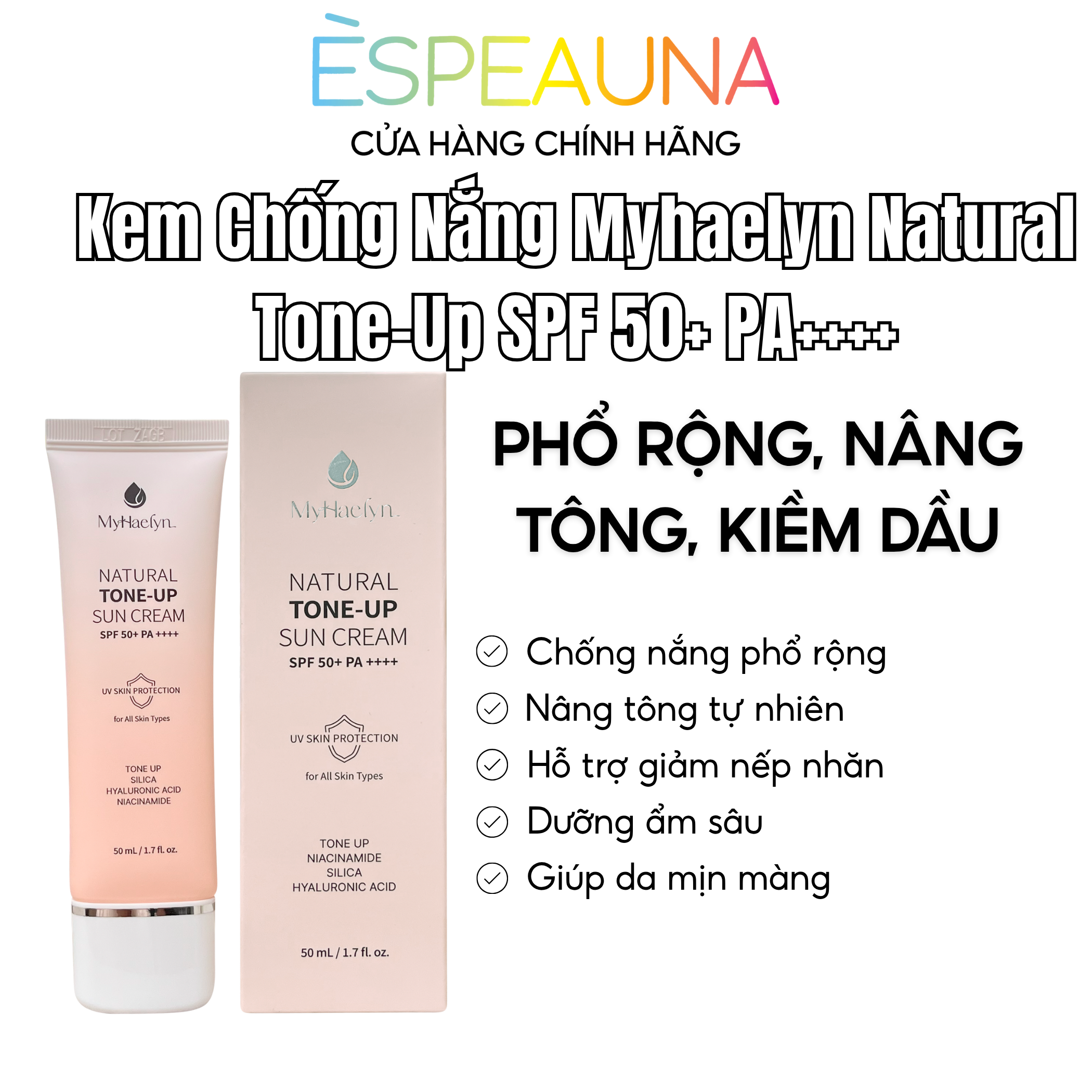Kem Chống Nắng Myhaelyn 5 Trong 1 Nâng Tông Tự Nhiên SPF 50+ PA++++ ☀️