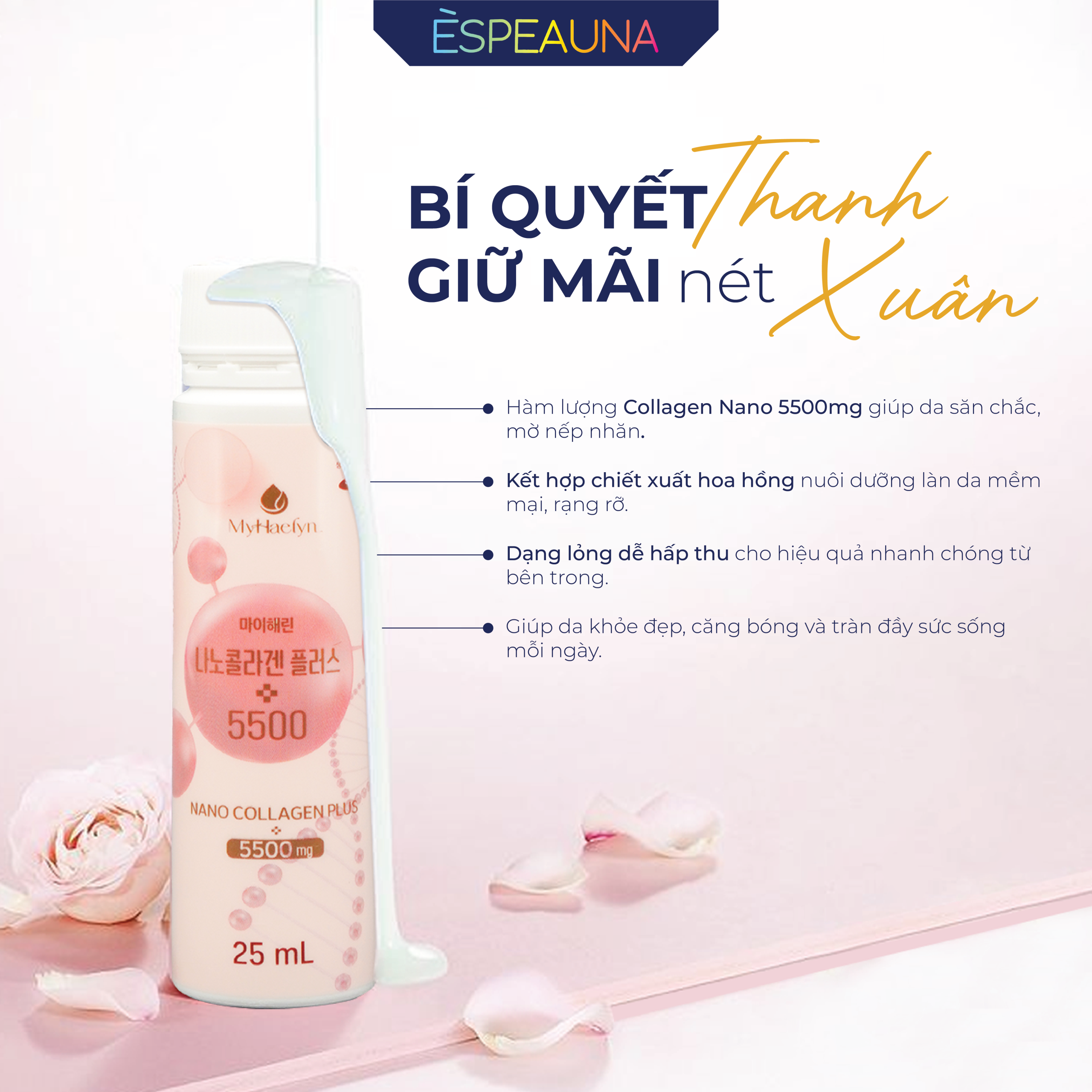 Myhaelyn Nano Collagen Hàn Quốc 5500mg Hộp 30 Lọ x 25ml