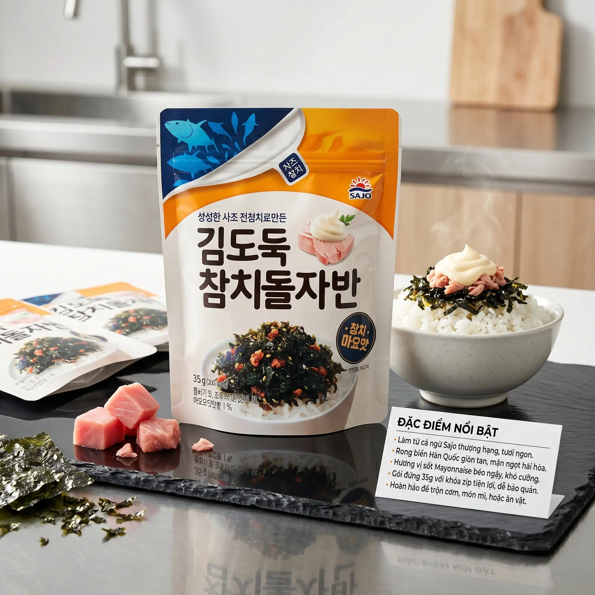 Rong Biển Vụn Cá Ngừ Mayo SAJO Kim-doduk – Vị Béo Ngậy, Giòn Tan Chuẩn Hàn